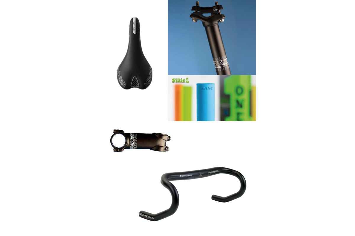 Syntace alloy road handle bar, Niner alloy stem and seatpost, Seat Selle Italia SLR SL, SilicONE Grips