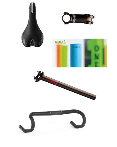 Syntace carbon road handle bar, Niner alloy stem and seatpost, Seat Selle Italia SLR SL, SilicONE Grips