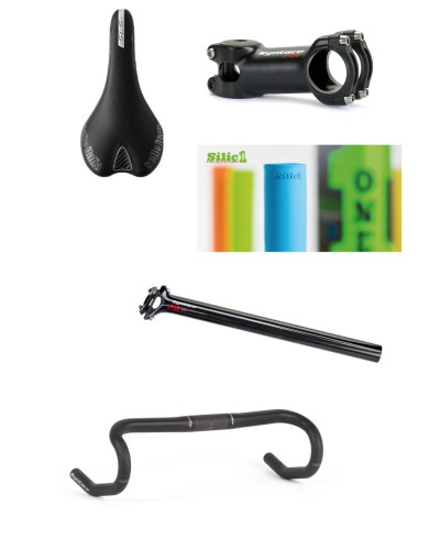 Syntace carbon road handle bar, Syntace alloy stem and seatpost, Seat Selle Italia SLR SL, SilicONE Grips
